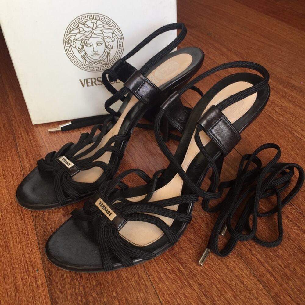 VERSACE Lace Up Heels EU 39.5 - fits 8 & 8.5 - Picture 3 of 8
